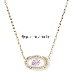 Elisa Pave Frame Gold Short Pendant Necklace